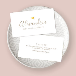 Carte De Visite Calligraphie manuscrite de script Gold Heart