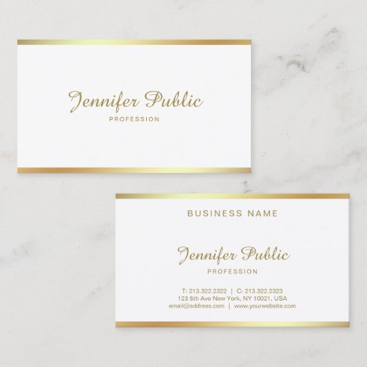 Carte De Visite Calligraphie manuscrite Gold Modern Sleek (Devant / Derrière)