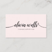 Carte De Visite Calligraphie manuscrite simple rose clair (Devant)
