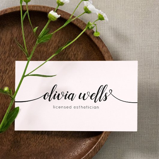 Carte De Visite Calligraphie manuscrite simple rose clair