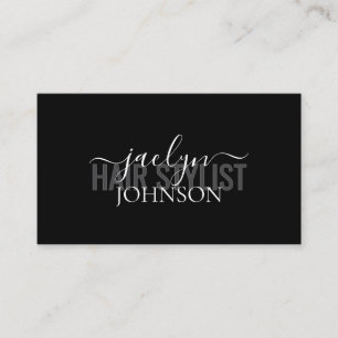 Carte De Visite Calligraphie minimale sur mesure blanc gris noir