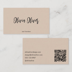 Carte De Visite Calligraphie minimaliste Code QR moderne en grès