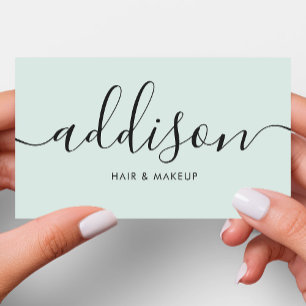 Carte De Visite Calligraphie minimaliste pastel menthe girly moder