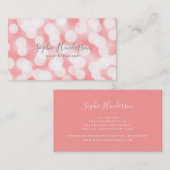 Carte De Visite Calligraphie moderne Champagne rose Bokeh Lumières (Devant / Derrière)