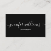 Carte De Visite Calligraphie moderne Chic Black Photographie | (Devant)