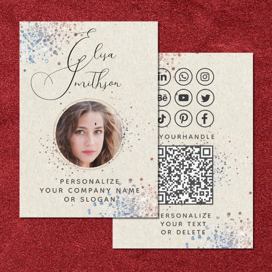 Carte De Visite Calligraphie moderne Médias sociaux QR Code Ajoute