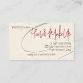 Carte De Visite Calligraphie Moderne Professionnel Coiffure Studio (Dos)