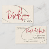 Carte De Visite Calligraphie Moderne Professionnel Coiffure Studio (Devant / Derrière)