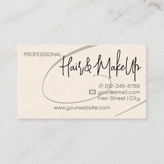 Carte De Visite Calligraphie Moderne Professionnel Coiffure Studio (Dos)