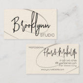 Carte De Visite Calligraphie Moderne Professionnel Coiffure Studio (Devant / Derrière)