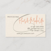 Carte De Visite Calligraphie Moderne Professionnel Coiffure Studio (Dos)