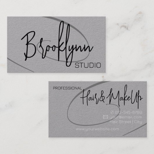 Carte De Visite Calligraphie Moderne Professionnel Studio Coiffeur (Devant / Derrière)