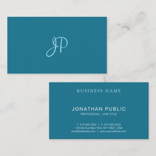 Carte De Visite Calligraphie moderne Script Turquoise Plain tendan (Devant / Derrière)