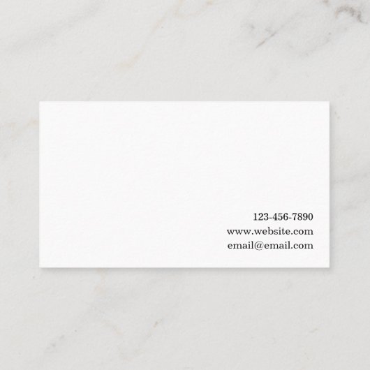 Carte De Visite Calligraphie moderne - simplement droite (Dos)