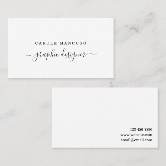 Carte De Visite Calligraphie moderne - simplement droite (Devant / Derrière)