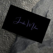 Carte De Visite Calligraphie moderne unique en noir et néon violet