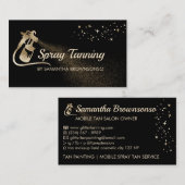 Carte De Visite Calligraphie noir or élégant Tan Spray (Devant / Derrière)