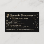 Carte De Visite Calligraphie noir or élégant Tan Spray (Dos)