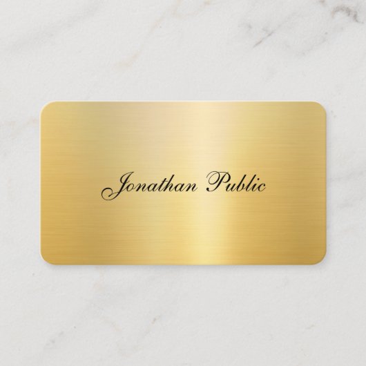 Carte De Visite Calligraphie Nom Elegant Gold Look Modèle moderne (Devant)