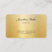 Carte De Visite Calligraphie Nom Elegant Gold Look Modèle moderne (Dos)