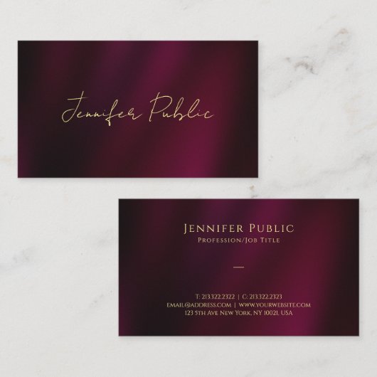 Carte De Visite Calligraphie personnalisée Gold Script Luxe Glossy (Devant / Derrière)