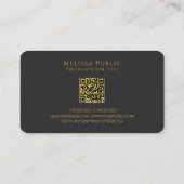Carte De Visite Calligraphie personnalisée Gold Script QR Code noi (Dos)