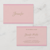 Carte De Visite Calligraphie professionnelle Moderne rose Elegant (Devant / Derrière)