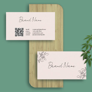 Carte De Visite Calligraphie professionnelle rose Floral Code QR