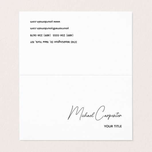 Carte De Visite Calligraphie professionnelle simple (Extérieur déplié)