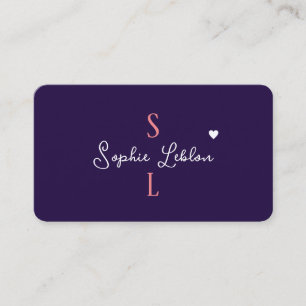 Carte De Visite Calligraphie romantique de fille Monogramme