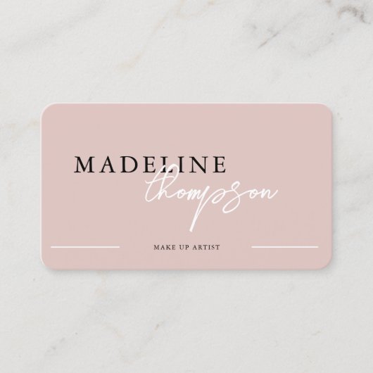 Carte De Visite Calligraphie rose pâle Beige Script Code QR (Devant)