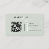 Carte De Visite Calligraphie rose pâle Beige Script Code QR (Dos)
