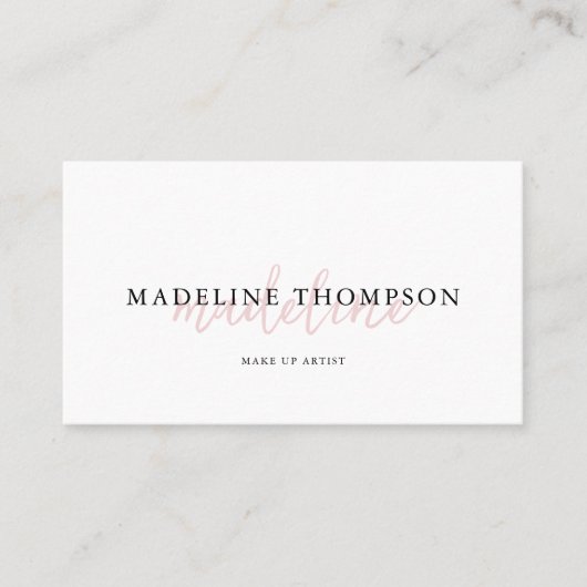 Carte De Visite Calligraphie rose pâle Typographie Code QR (Devant)