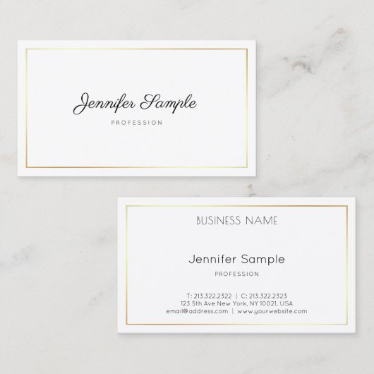 Carte De Visite Calligraphie Script Élégant Plaque Design moderne (Devant / Derrière)