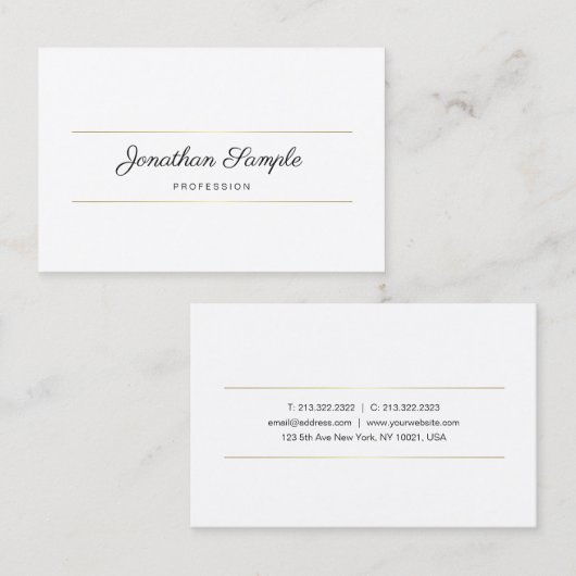 Carte De Visite Calligraphie Script Gold Chic Design Luxe Modèle (Devant / Derrière)