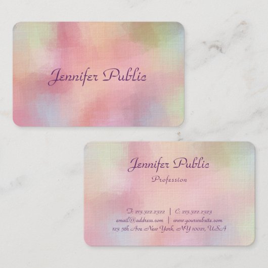 Carte De Visite Calligraphie Script Modèle Élégant Couleurs modern (Devant / Derrière)