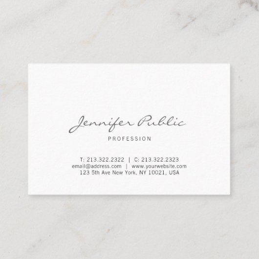 Carte De Visite Calligraphie Script Moderne Élégant Simple tendanc (Dos)