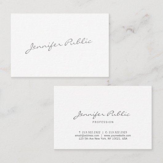 Carte De Visite Calligraphie Script Moderne Élégant Simple tendanc (Devant / Derrière)