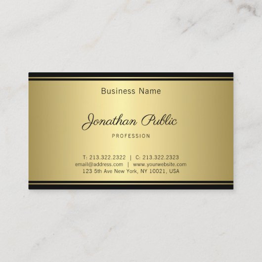 Carte De Visite Calligraphie Script Moderne Sleek Or Glamor Plaque (Dos)