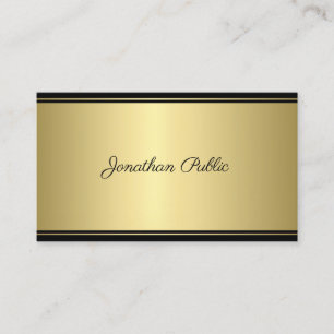 Carte De Visite Calligraphie Script Moderne Sleek Or Glamor Plaque
