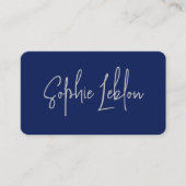Carte De Visite Calligraphie simple élégante bleu profond (Devant)