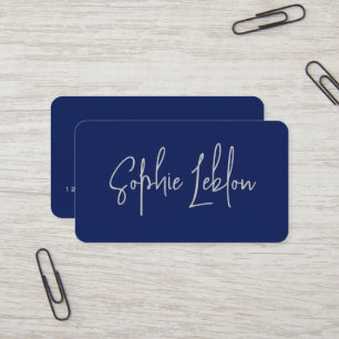 Carte De Visite Calligraphie simple élégante bleu profond