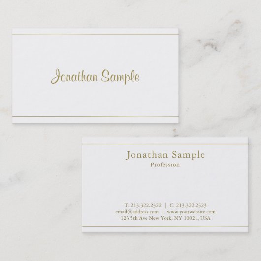 Carte De Visite Calligraphie tendance Gold Script Glamor Luxe Desi (Devant / Derrière)