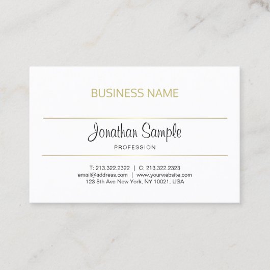 Carte De Visite Calligraphie tendance Script Gold Design Luxe Chic (Devant)