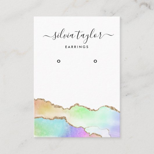 Carte De Visite Calligraphie Unicorn Agate Rainbow Pastel (Devant)