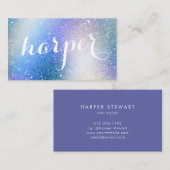 Carte De Visite Calligraphie Unicorn Parties scintillant Iridescen (Devant / Derrière)