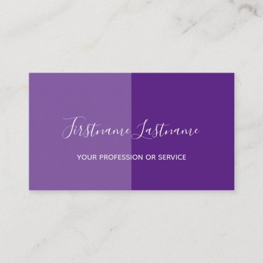 Carte De Visite Calligraphie violet intense en deux tons (Devant)