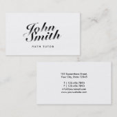 Carte de visite calligraphique chic de tuteur de (Devant / Derrière)