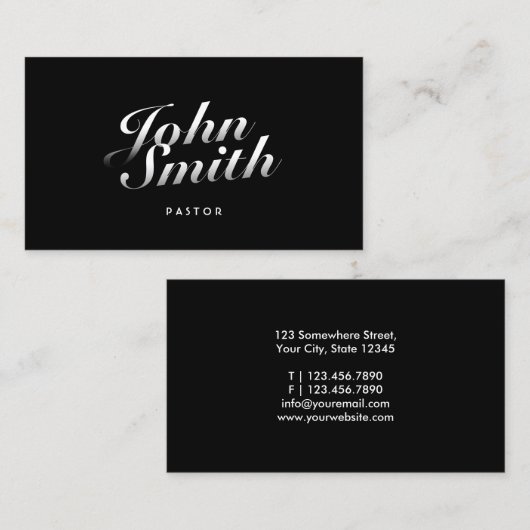 Carte De Visite Calligraphique élégant de pasteur (Devant / Derrière)