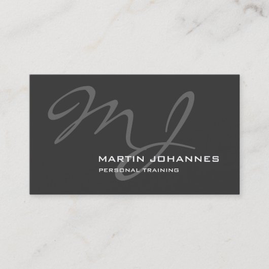 Carte de visite Calligraphique Monogram Grey Train (Devant)